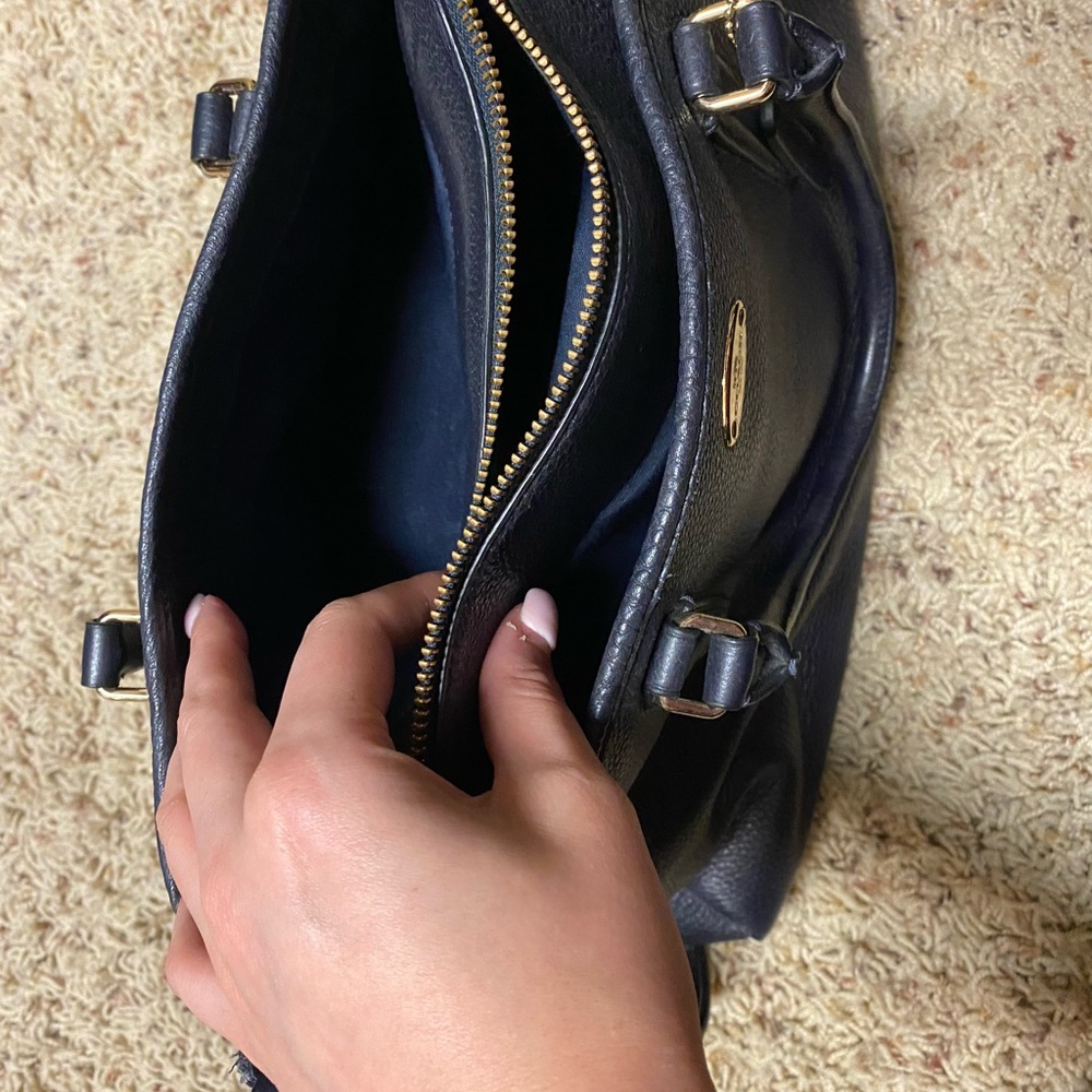 Navy Blue Leather Coach Purse. - Picture 6 of 6